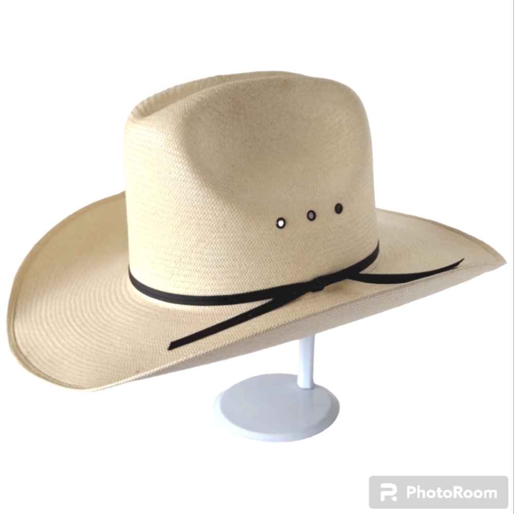 STETSON Cowboy Western Straw 4X Hat 703 Natural Tan Cream Size 7-1/4 Lon…
